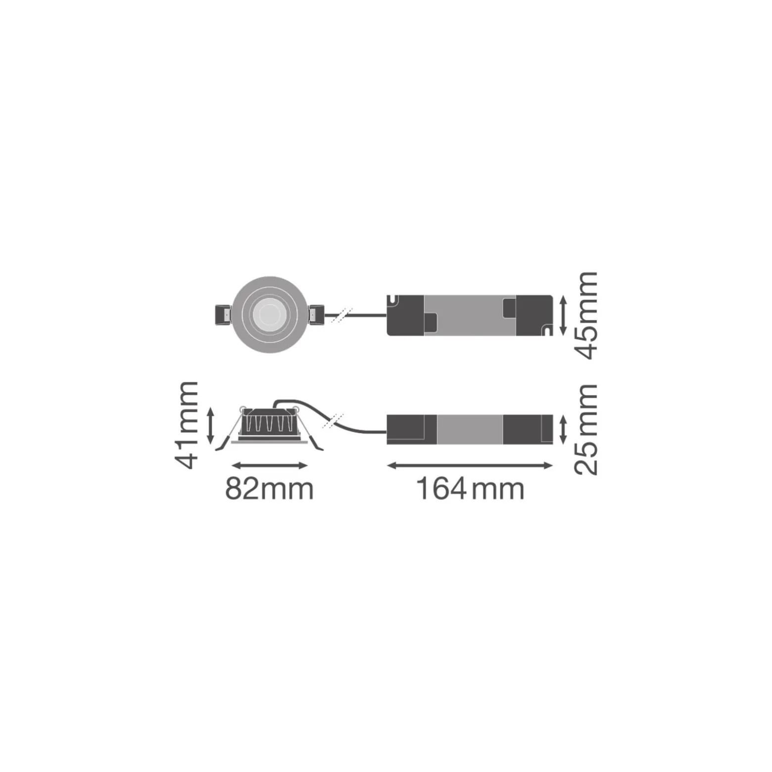 Ledvance LED Spot Combo Aluminium Svart 6W 570lm 60D - 927-930-940 CCT | 82mm - Utskärning 68mm - IP65 - Dali Dimbar