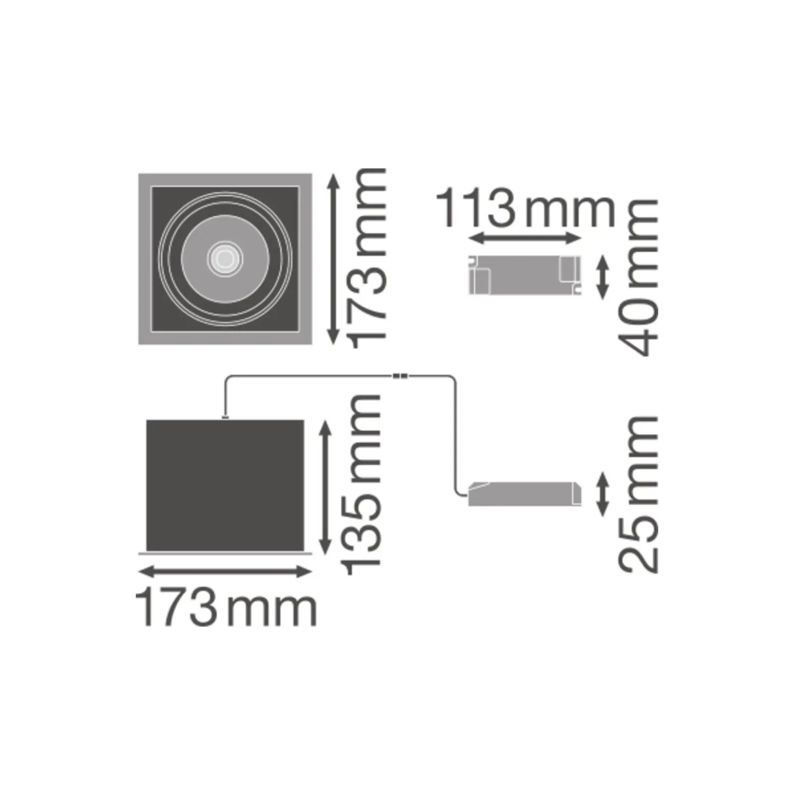 Ledvance LED Spot Fyrkant Lutningsbar Svart-Vit 30W 2700lm 36D - 830 Varm Vit | Utskärning 164mm