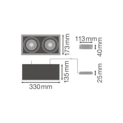 Ledvance LED Spot Fyrkant Multi Lutningsbar Svart-Vit 2x30W 5400lm 38D - 840 Kallvit | Utskärning 320x160mm
