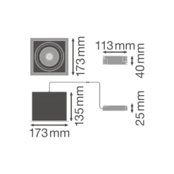 Ledvance LED Spot Fyrkant Multi Lutningsbar Svart-Vit 30W 2700lm 38D - 840 Kallvit | Utskärning 164mm