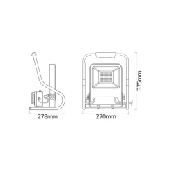 Ledvance LED Strålkastare Abetsbelysning Mörk Grå 50W 4500lm 110D - 840 Kallvit | IP54 - 2 Power Outlets - Symmetrisk