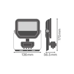 Ledvance LED Strålkastare Aluminium Svart 8W 1100lm 100D - 830 Varm Vit | IP65 - Rörelse- Och Ljussensor - Symmetrisk
