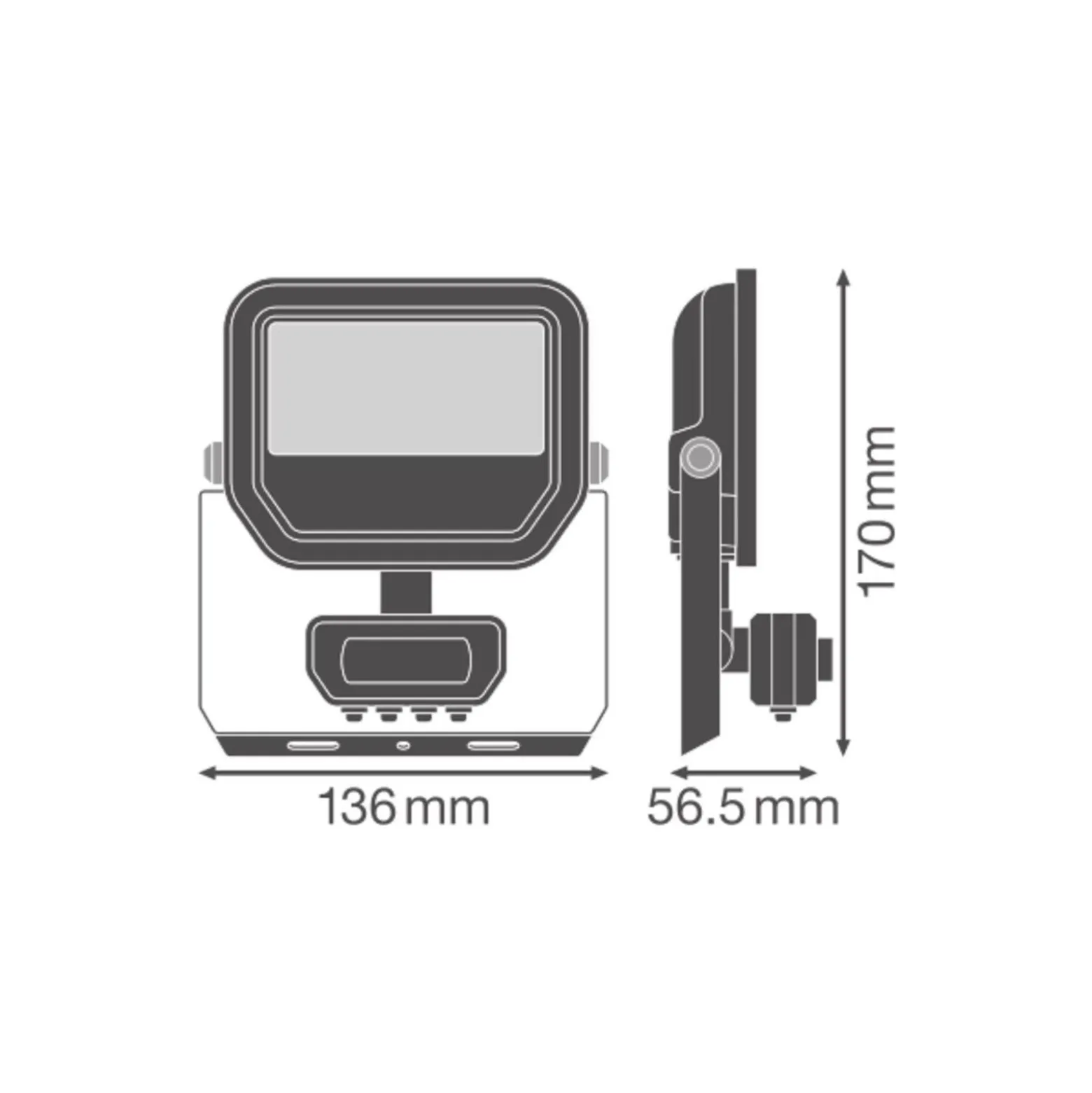 Ledvance LED Strålkastare Aluminium Svart 8W 1100lm 100D - 830 Varm Vit | IP65 - Rörelse- Och Ljussensor - Symmetrisk