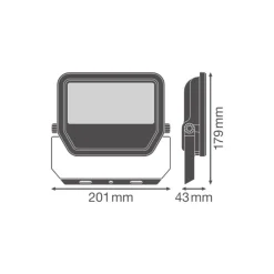 Ledvance LED Strålkastare Aluminium Svart 41W 5500lm 100D - 830 Varm Vit | IP66 - Symmetrisk
