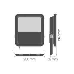 Ledvance LED Strålkastare Aluminium Svart 69W 10000lm 100D - 840 Kallvit | IP66 - Symmetrisk