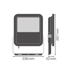 Ledvance LED Strålkastare 100 Aluminium Vit 69W 9150lm 100D - 830 Varm Vit | IP66 - Symmetrisk