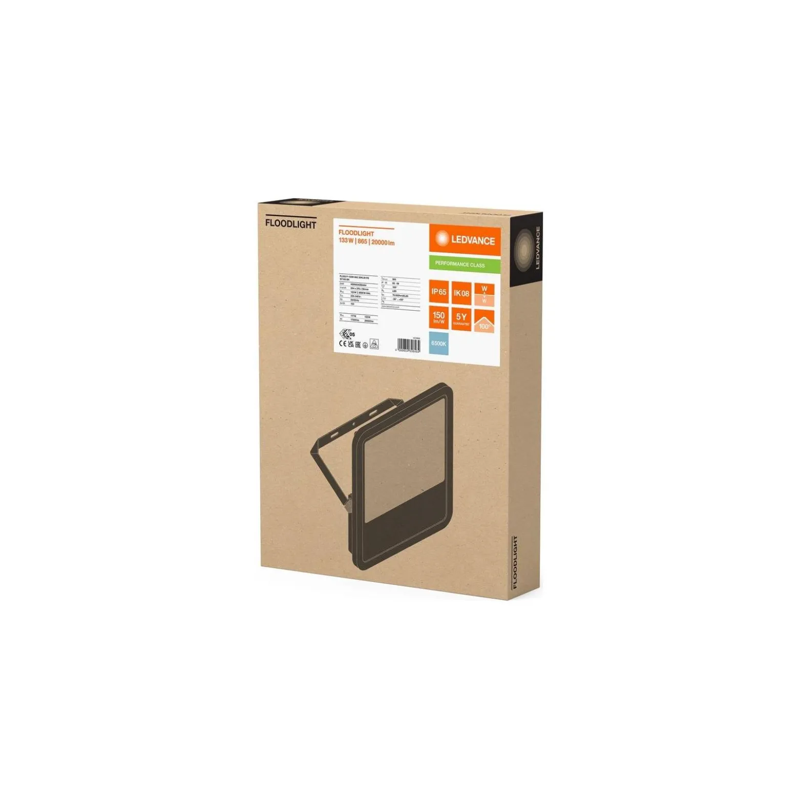 Ledvance LED Strålkastare Aluminium Svart 133W 20000lm 100D - 865 Dagsljus | IP66 - Symmetrisk