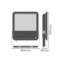 Ledvance LED Strålkastare Aluminium Svart 133W 20000lm 100D - 840 Kallvit | IP66 - Ljussensor - Symmetrisk