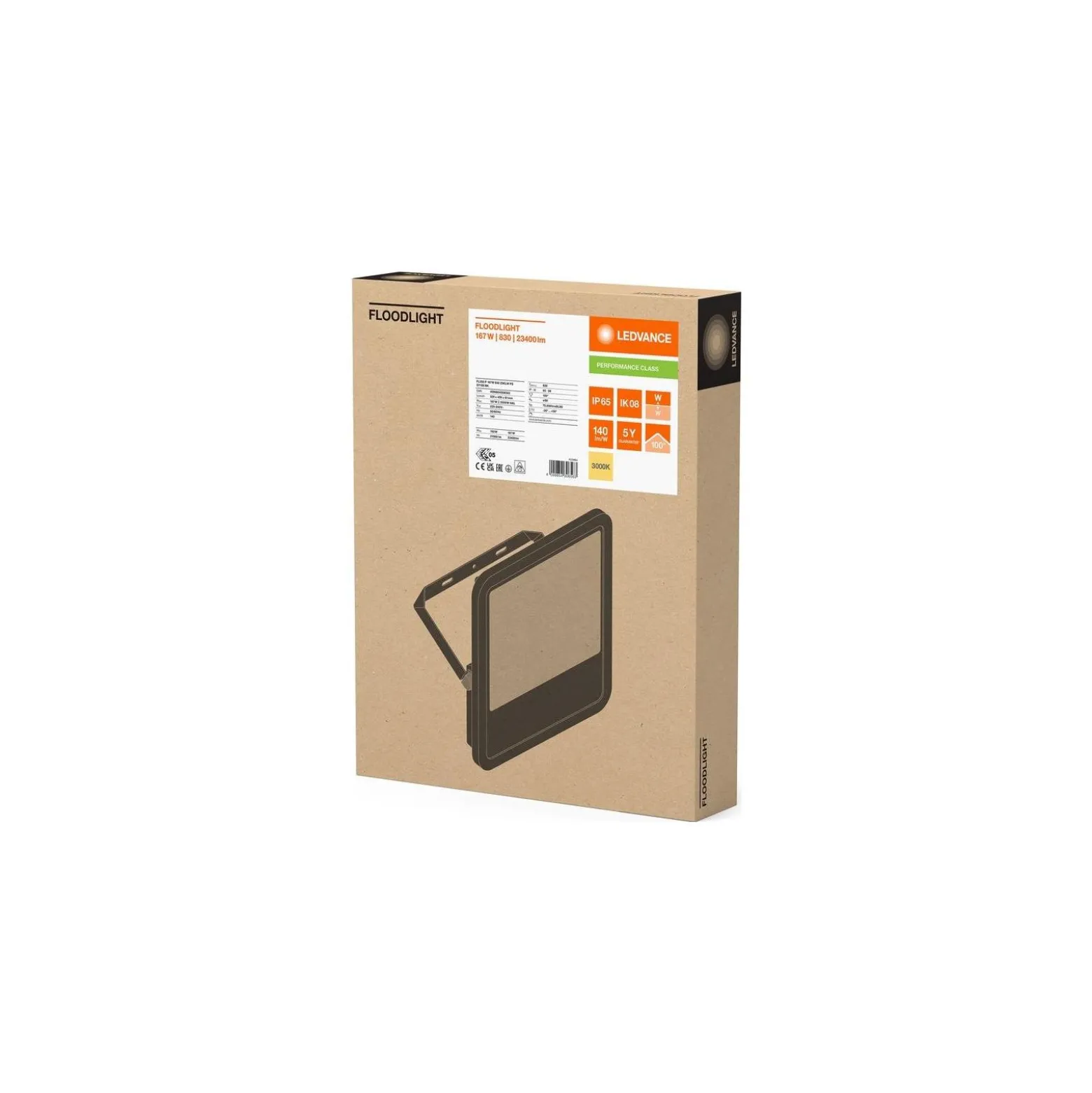 Ledvance LED Strålkastare Aluminium Svart 167W 23400lm 100D - 830 Varm Vit | IP66 - Symmetrisk