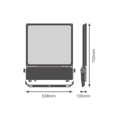 Ledvance LED Strålkastare Flex Vit 450W 60000lm 45x140D - 830 Varm Vit | IP66 - Asymmetrisk