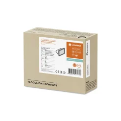 Ledvance LED Strålkastare Kompakt Svart 20W 2000lm 100D - 840 Kallvit | IP65 - Symmetrisk