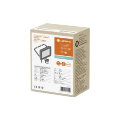 Ledvance LED Strålkastare Kompakt Svart 10W 1000lm 100D - 840 Kallvit | IP65 - Symmetrisk - Rörelse- och ljussensor