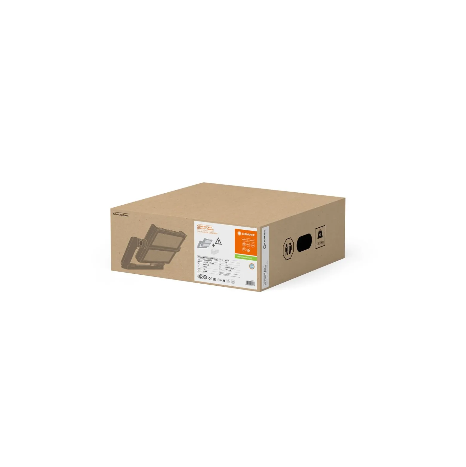 Ledvance LED Strålkastare MAX Grå 600W 78000lm 10D - 757 Dagsljus | IP66 - Symmetrisk
