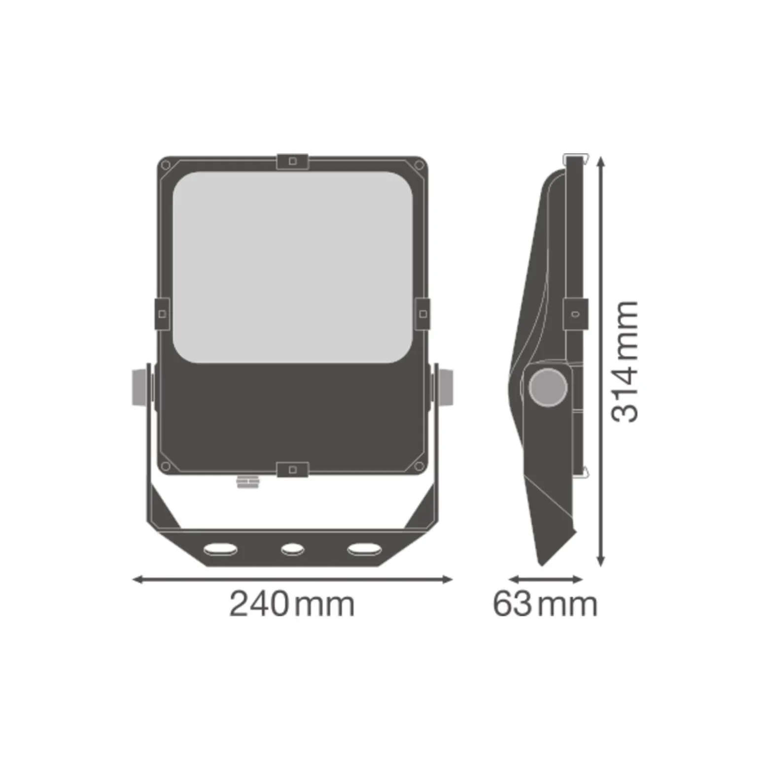 Ledvance LED Strålkastare Performance Svart 50W 6300lm 55x110D - 840 Kallvit | IP66 - Asymmetrisk