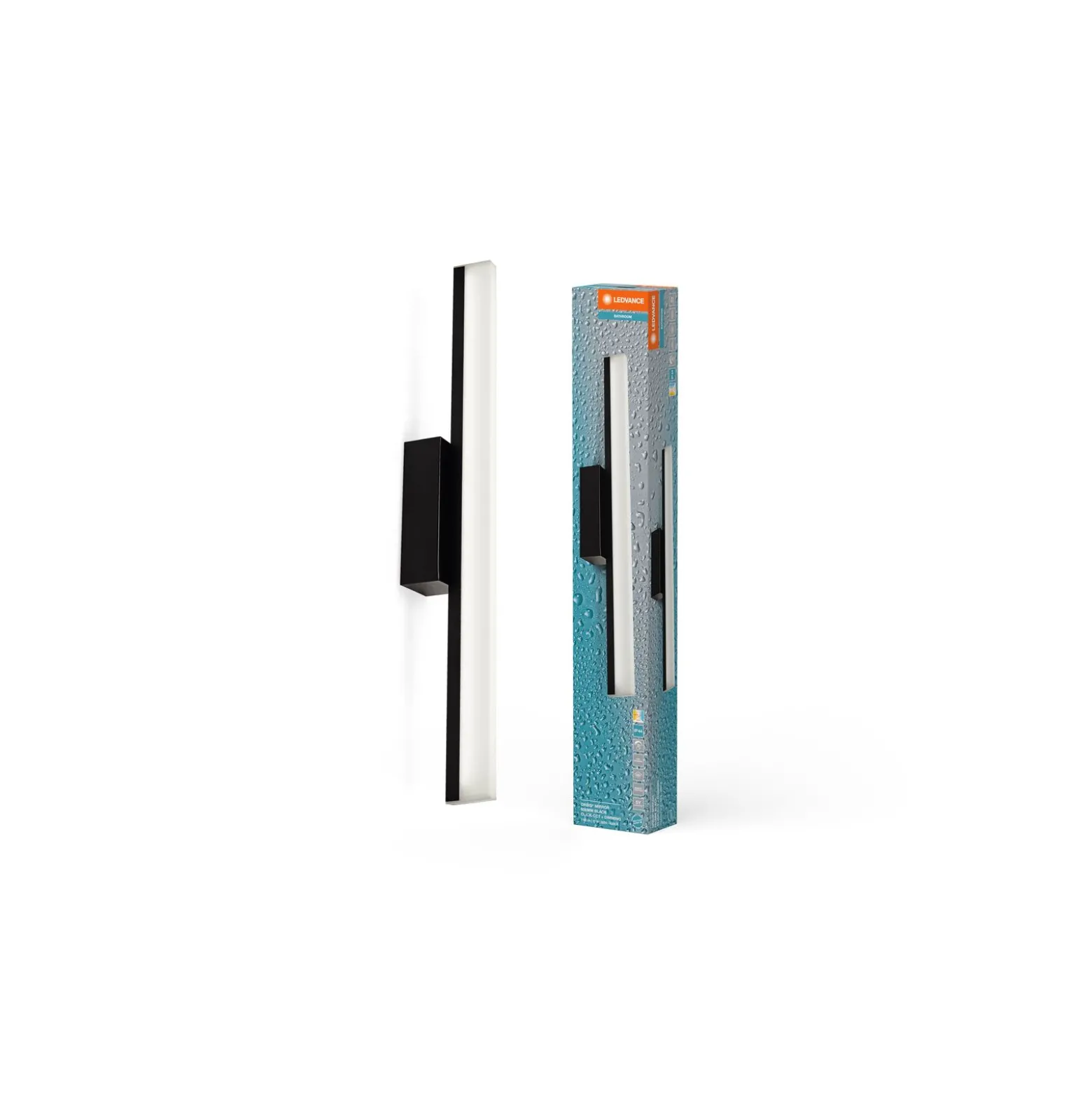 Ledvance LED Vägglampa Badrumsbelysning Orbis Mirror Svart 10W 950lm - 830-840 CCT | IP44 - Touchdimmerbar