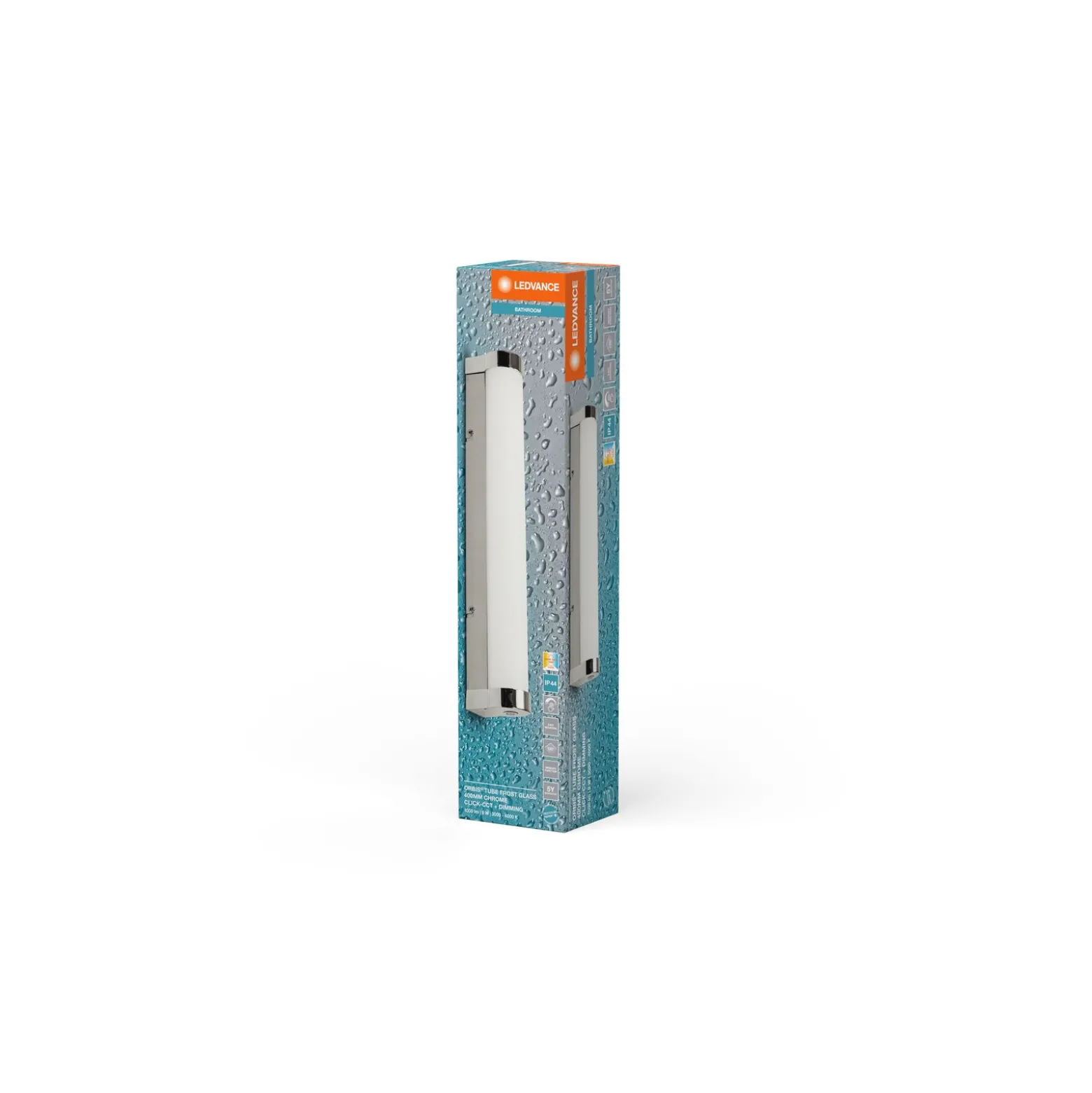 Ledvance LED Vägglampa Badrumsbelysning Orbis Rör Frost Krom 9W 900lm - 830-840 CCT | IP44 - Touchdimmerbar