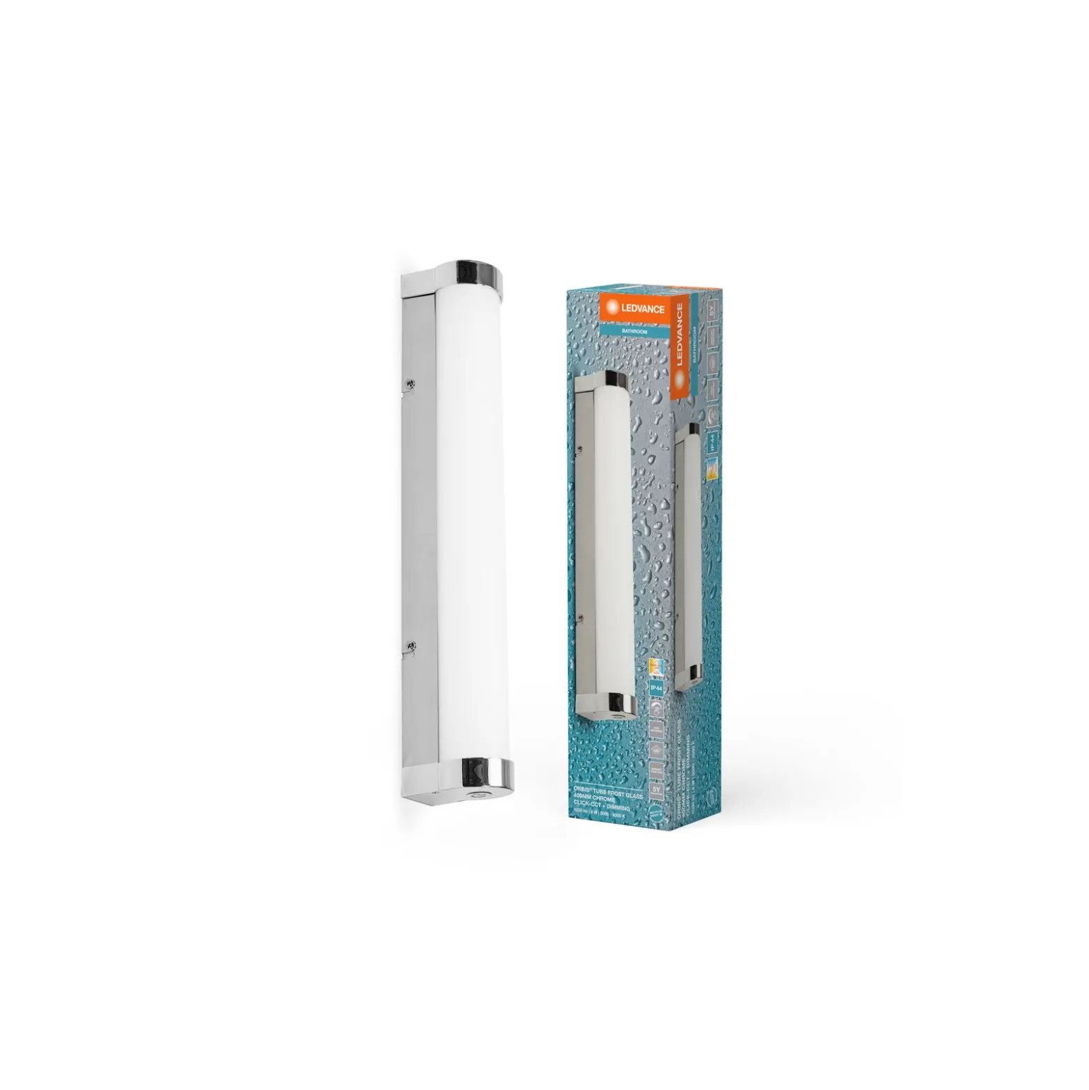 Ledvance LED Vägglampa Badrumsbelysning Orbis Rör Frost Krom 9W 900lm - 830-840 CCT | IP44 - Touchdimmerbar