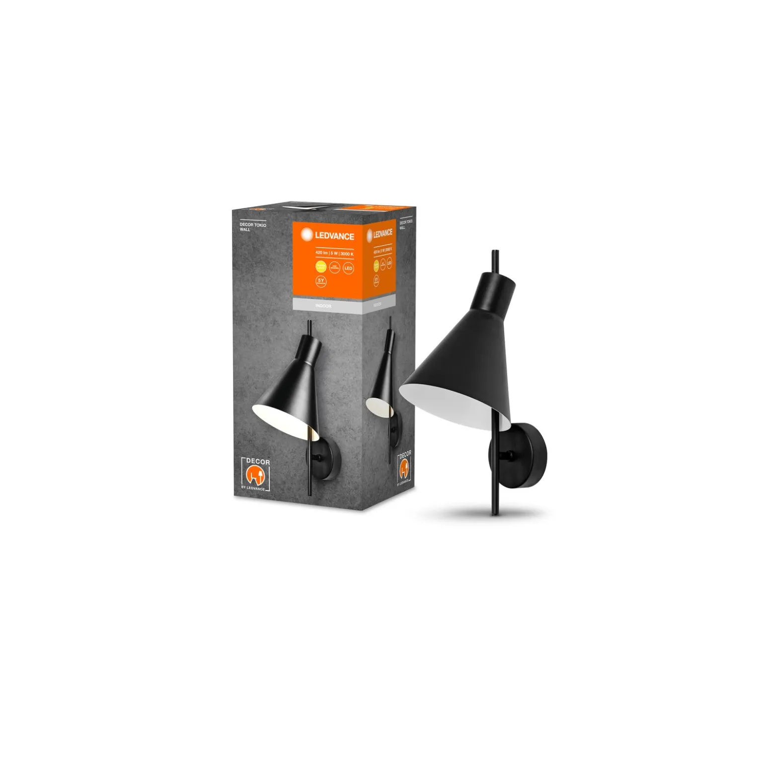 Ledvance LED Vägglampa Decor Tokio Svart 5W 300lm - 830 Varm Vit