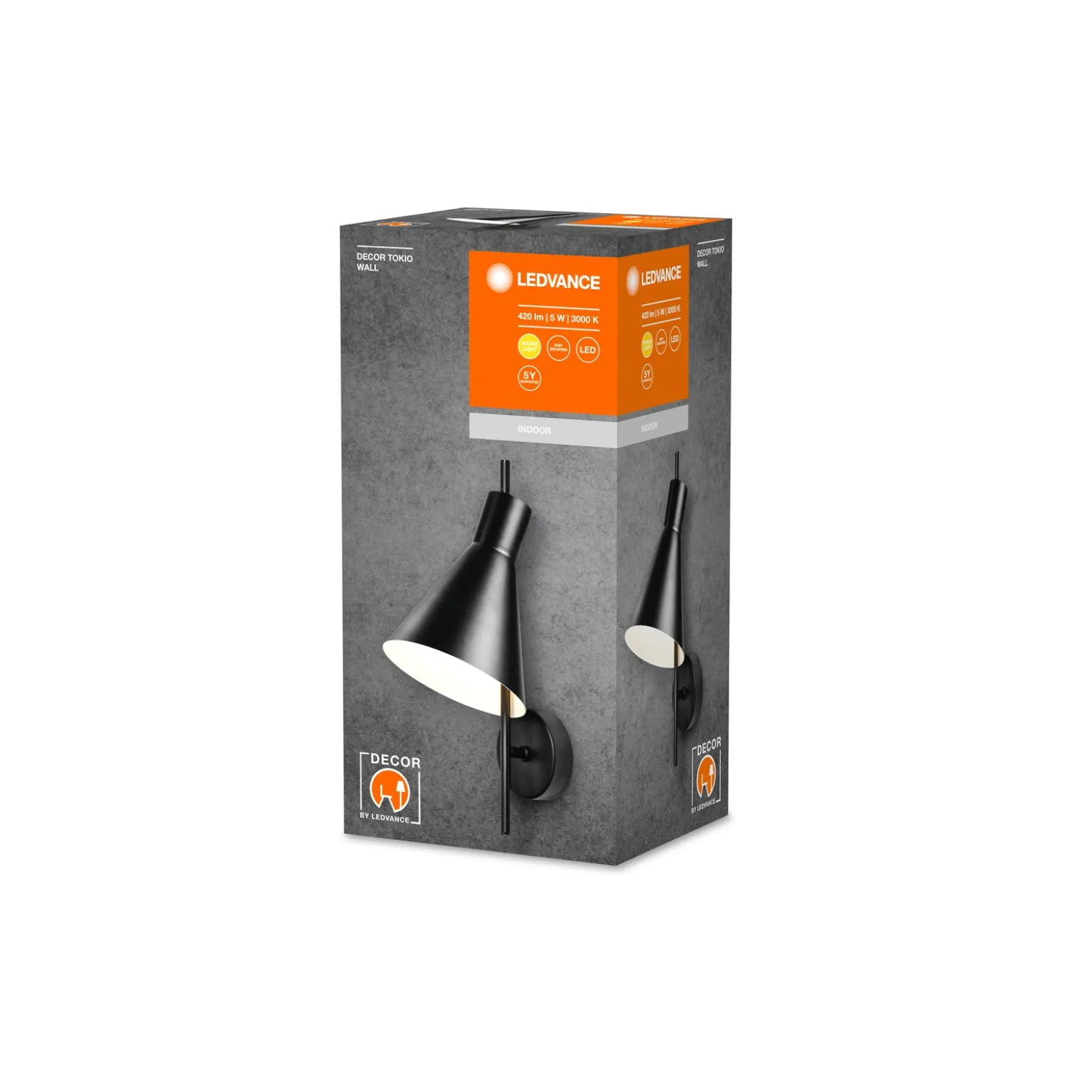 Ledvance LED Vägglampa Decor Tokio Svart 5W 300lm - 830 Varm Vit