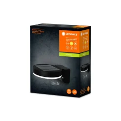 Ledvance LED Vägglampa Endura Stil Circle Svart 6W 400lm - 830 Varm Vit | Solar - Rörelse- och ljussensor