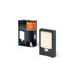 Ledvance LED Vägglampa Utomhus Kamera Grå 22W 1500lm - 830 Varm Vit | IP44 - Rörelse- och Ljussensor - Dimbar