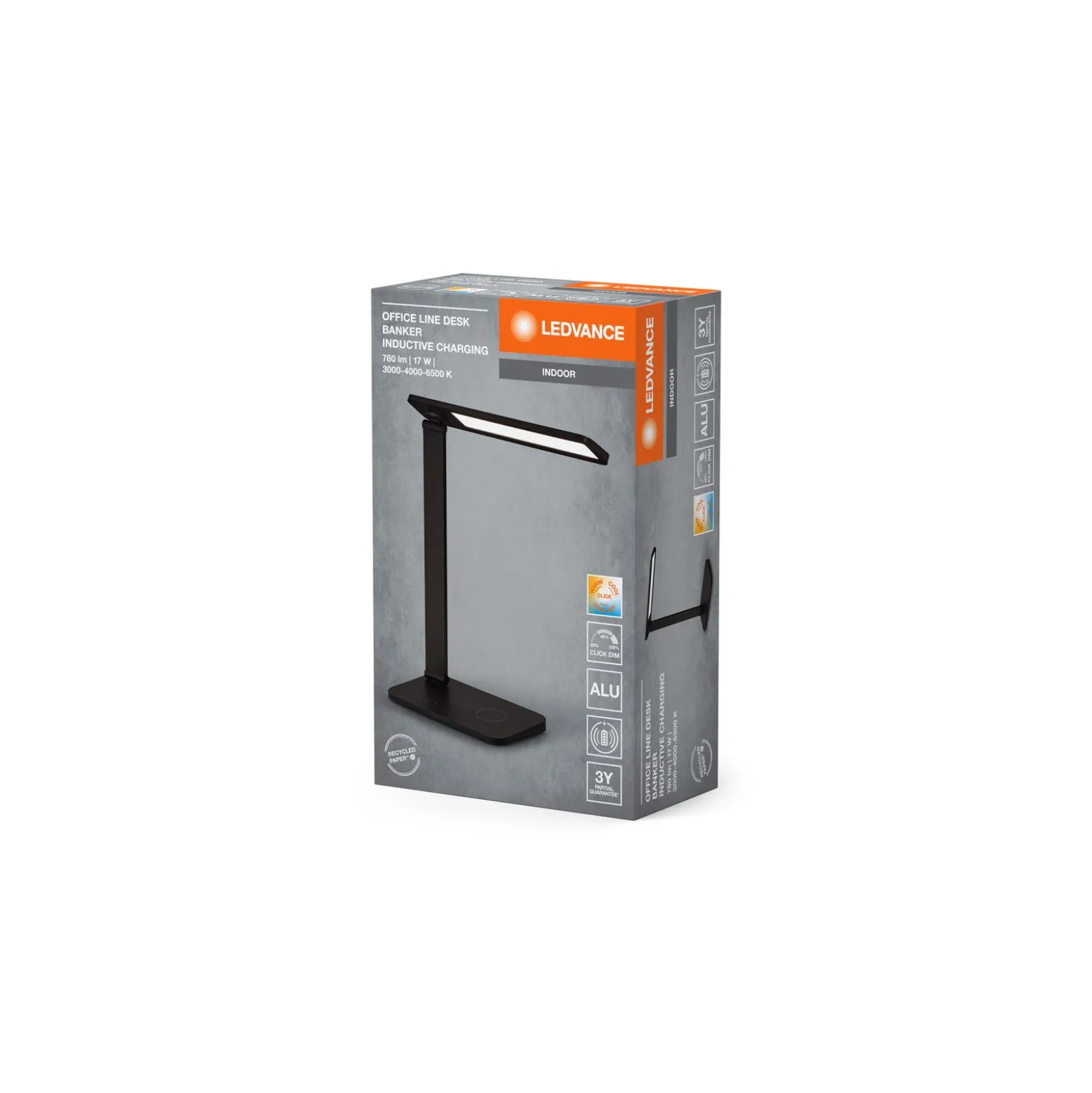 Ledvance Office Line Desk Banker Inductive Charge Bordslampa Svart 17W - 830-865 CCT | Dimbar