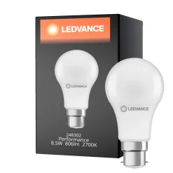 Ledvance Performance LED Lampa B22d Päron Matt 8.5W 806lm - 827 Extra Varm Vit | Ersättare 60W