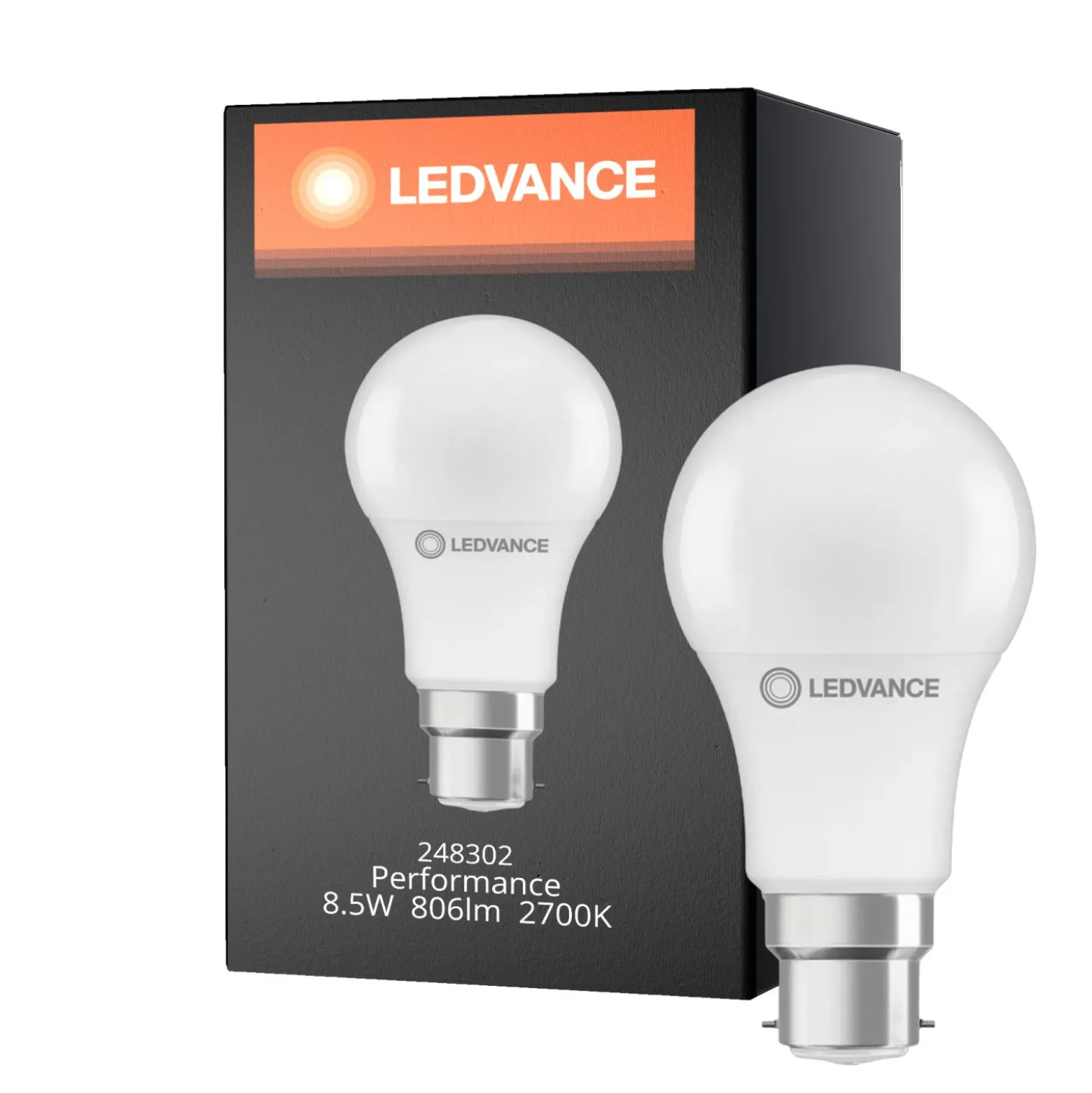 Ledvance Performance LED Lampa B22d Päron Matt 8.5W 806lm - 827 Extra Varm Vit | Ersättare 60W