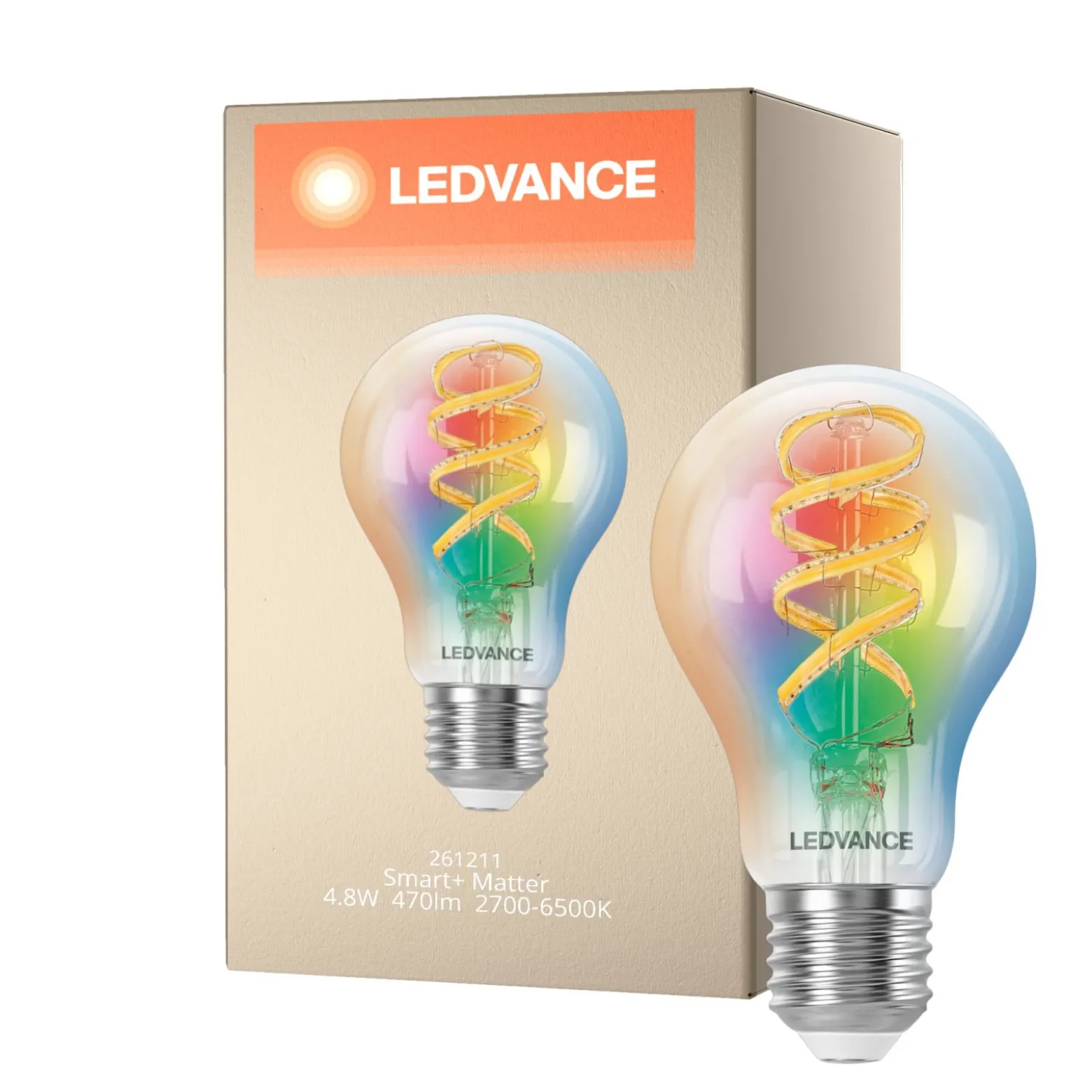 Ledvance Smart+ Matter E27 A60 4.8W 470lm - 827-865 Justerbar Vit | RGBW - Dimbar - Ersättare 40W