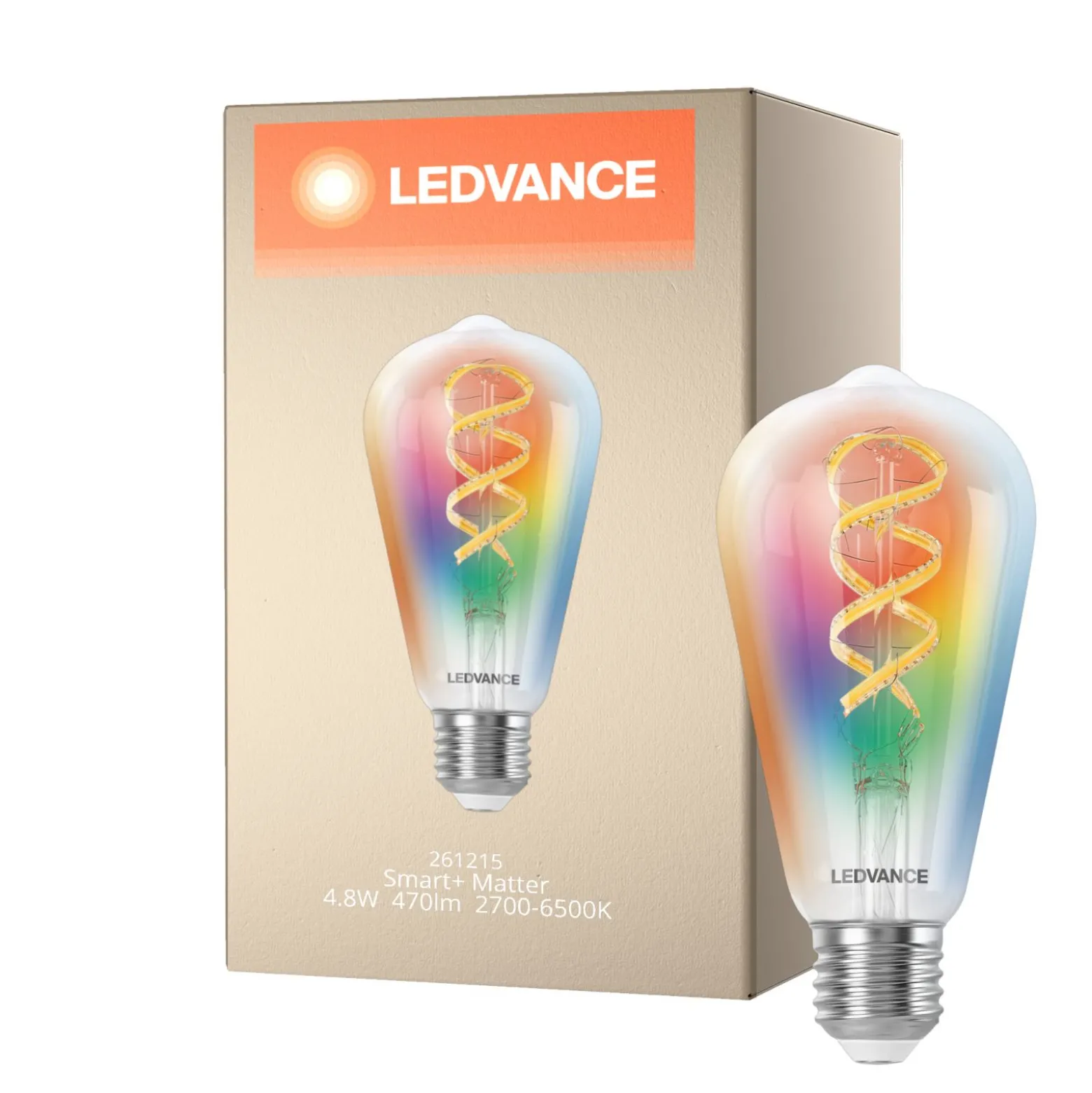 Ledvance Smart+ Matter E27 ST64 4.8W 470lm - 827-865 Justerbar Vit | RGBW - Dimbar - Ersättare 40W