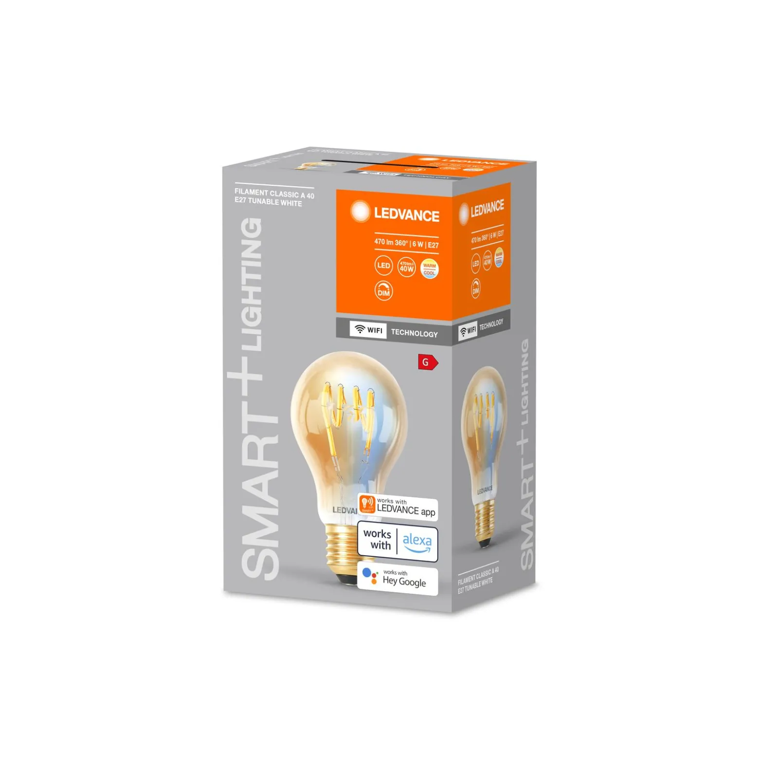 Ledvance Smart+ Wifi E27 A60 6W 470lm - 822-850 Justerbar Vit | Dimbar - Ersättare 40W