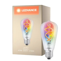 Ledvance Smart+ Wifi E27 Edison Classic Filament 4.5W 300lm - 827 Extra Varm Vit | RGBW - Ersättare 30W