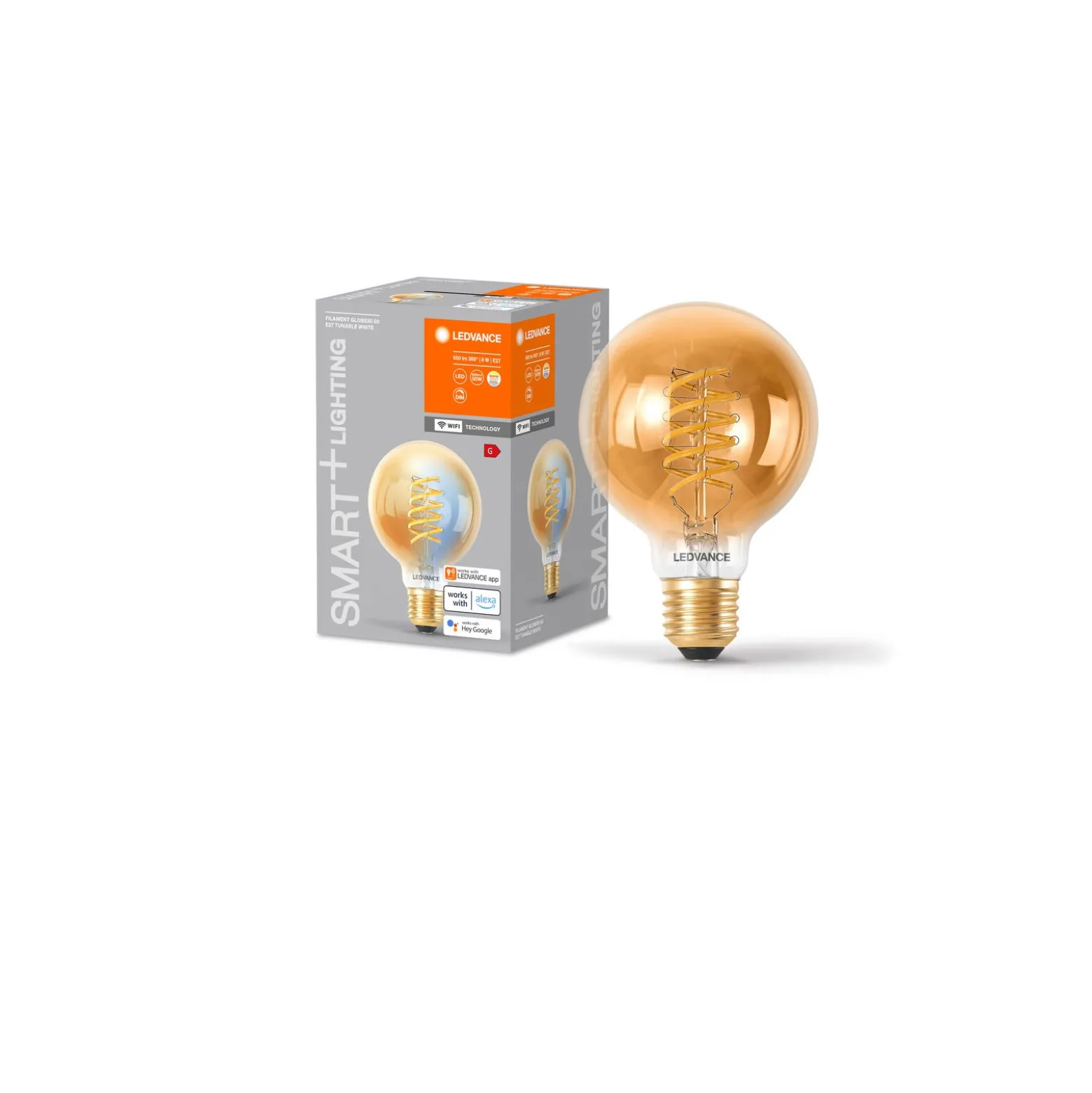 Ledvance Smart+ Wifi E27 G80 8W 600lm - 822-850 Justerbar Vit | Dimbar - Ersättare 60W