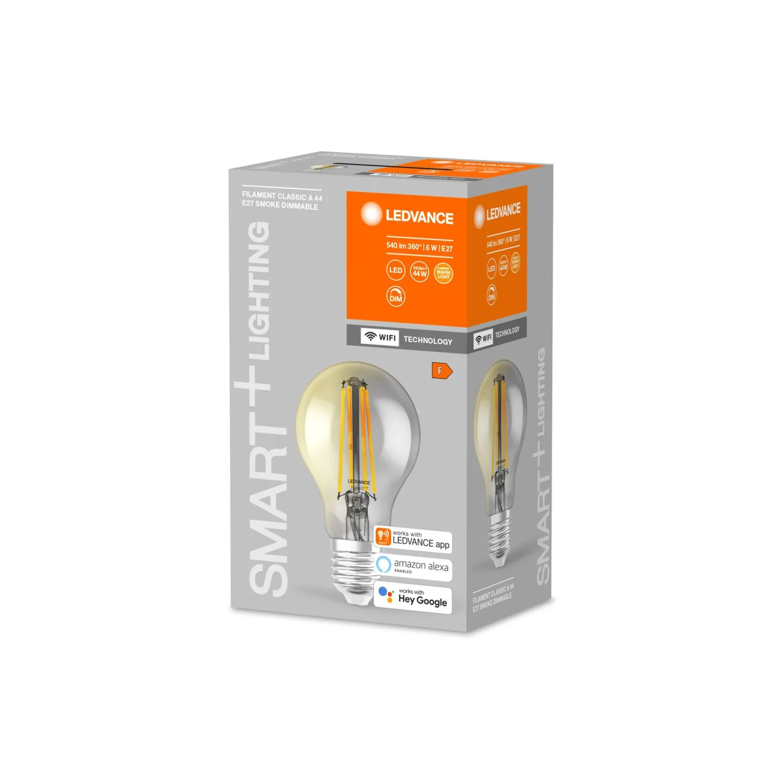 Ledvance Smart+ Wifi E27 Päron Classic Filament Rökig 6W 540lm - 825 Extra Varm Vit | Dimbar - Ersättare 50W