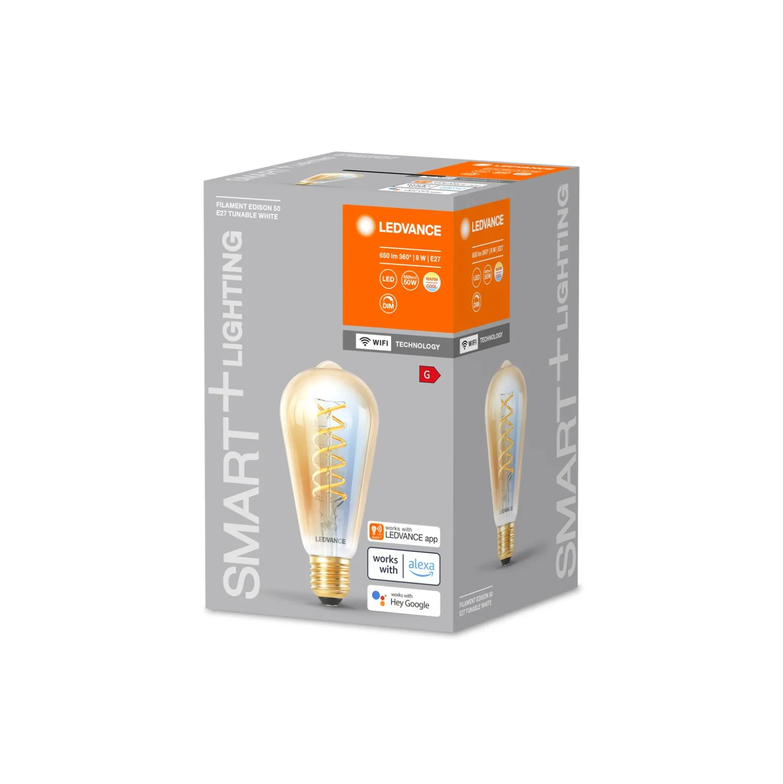 Ledvance Smart+ Wifi E27 ST64 8W 600lm - 822-850 Justerbar Vit | Dimbar - Ersättare 60W