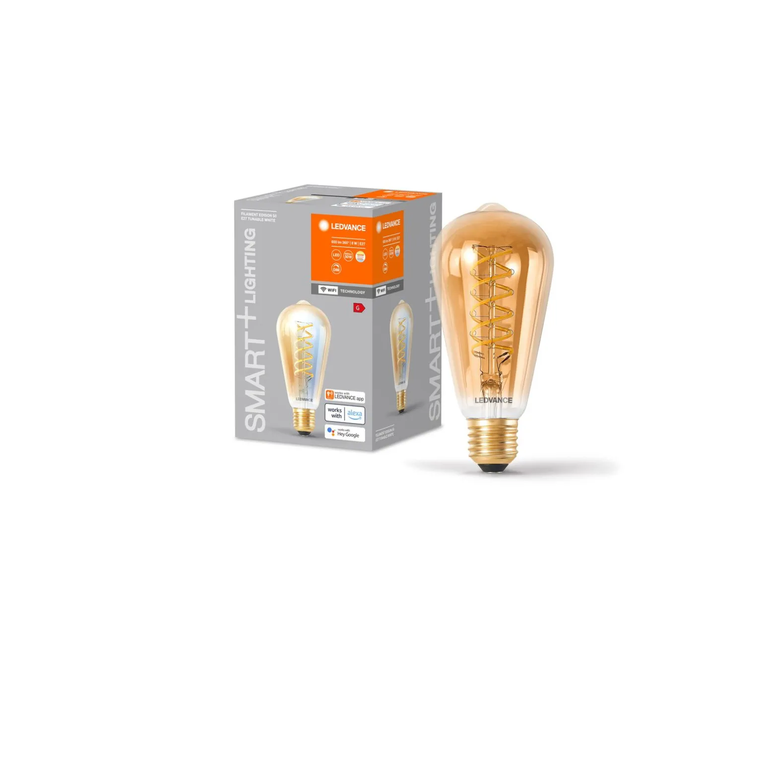 Ledvance Smart+ Wifi E27 ST64 8W 600lm - 822-850 Justerbar Vit | Dimbar - Ersättare 60W
