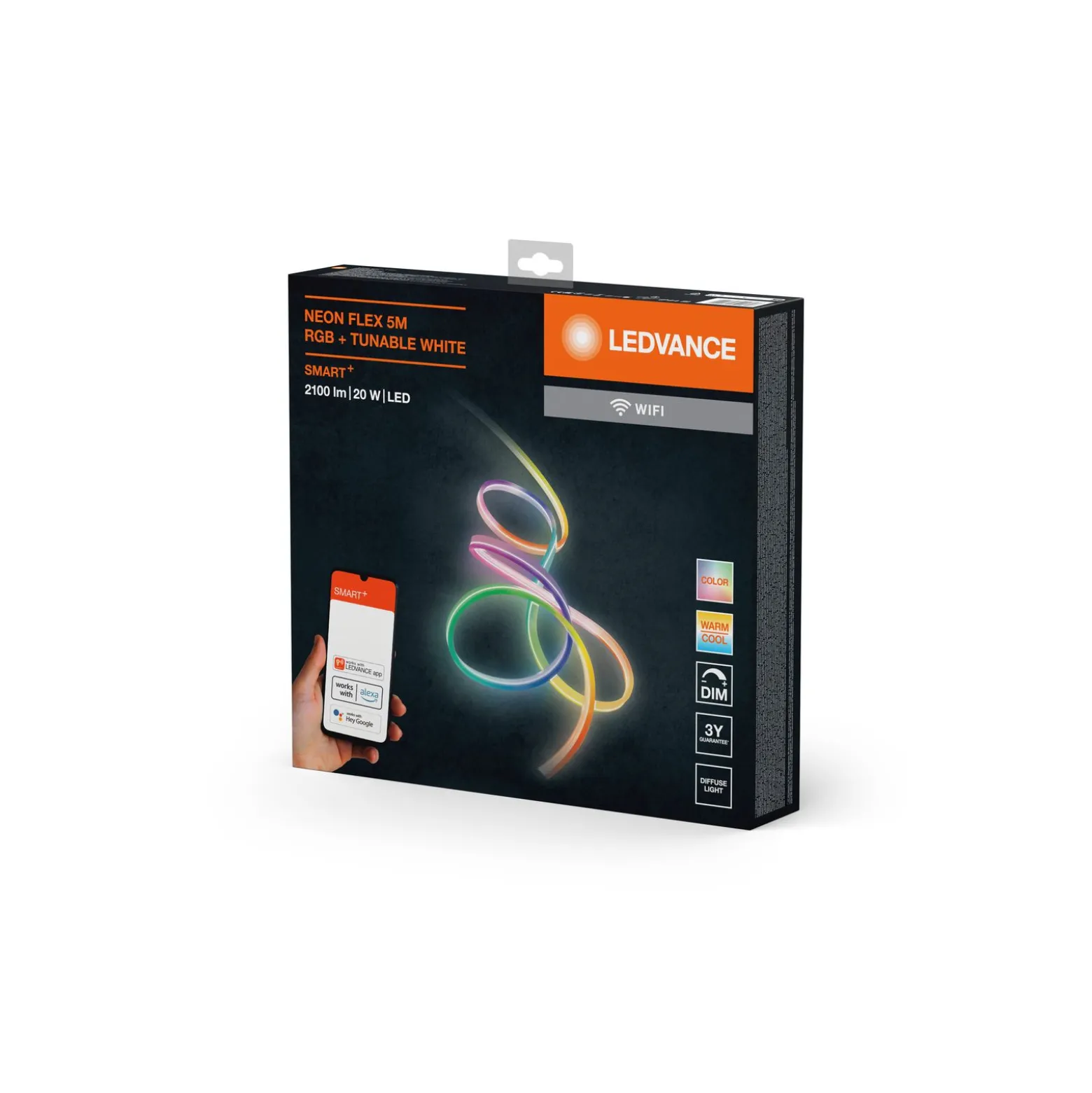 Ledvance Smart+ Wifi LED-ljusslingor Neon Flex Multicolor 20W 630lm 24v - 827-865 Justerbar Vit | 5M/9mm - RGBW