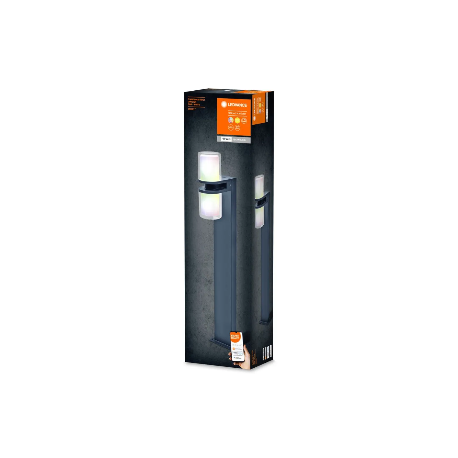 Ledvance Smart+ Wi-Fi LED Piedestallampa Flamma Mörk Grå Utomhus 14W 1000lm - 830 Varm Vit | 80cm - RGBW - Dimbar
