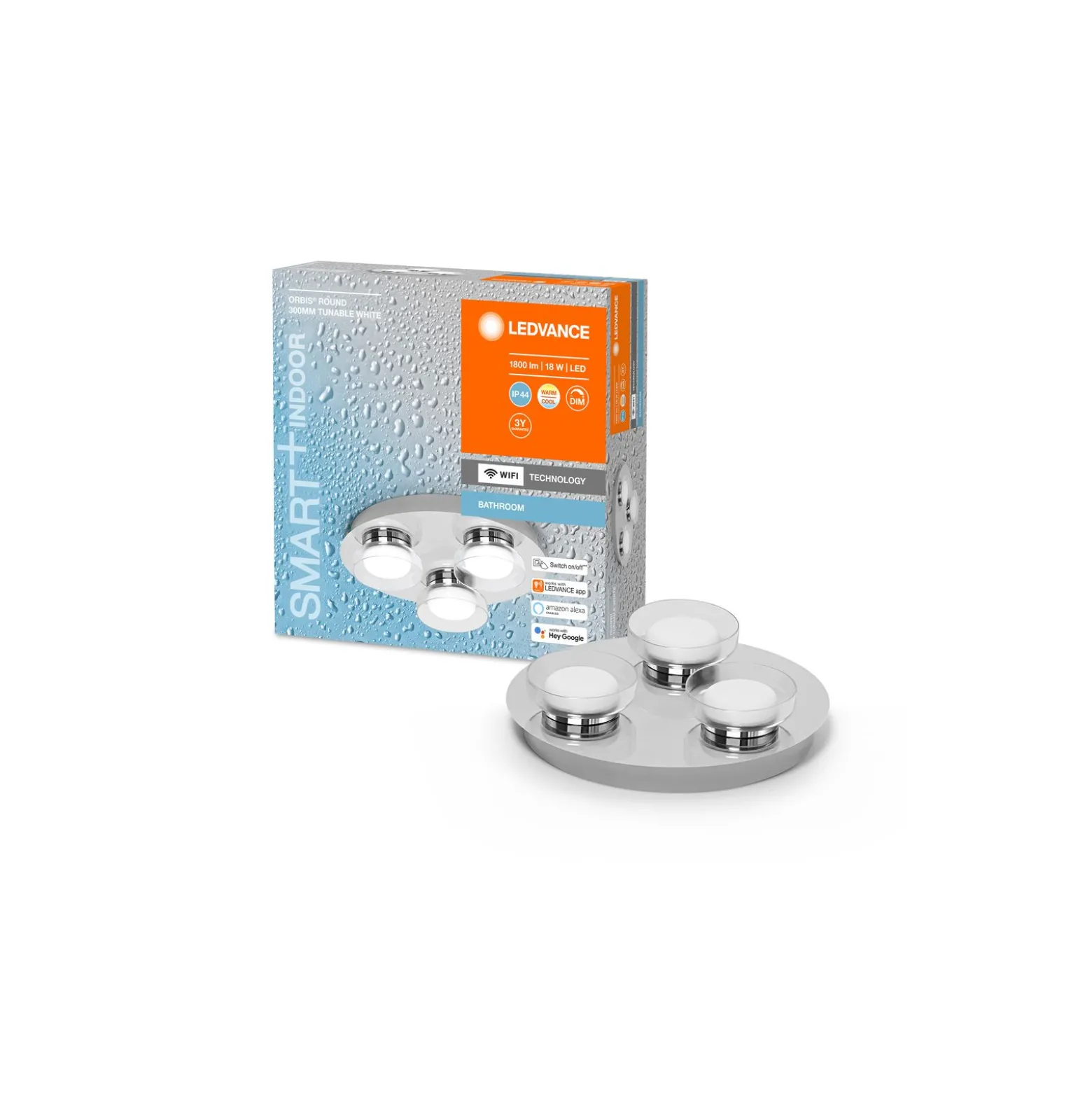 Ledvance Smart+ Wifi LED Vägglampa Badrumsbelysning Runda Silver 18W 1100lm - 830-865 Justerbar Vit | IP44