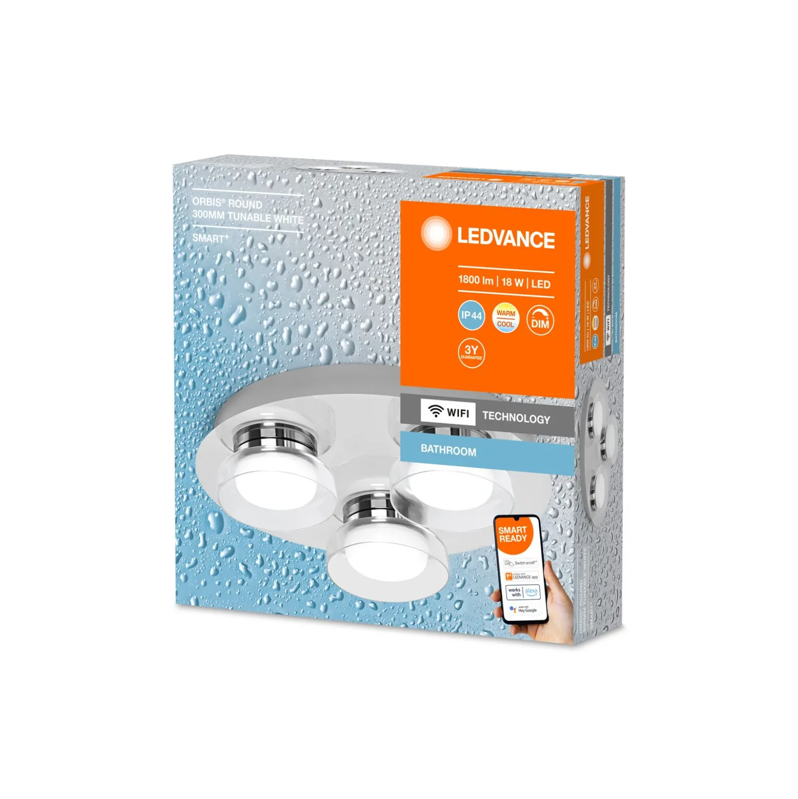 Ledvance Smart+ Wifi LED Vägglampa Badrumsbelysning Runda Silver 18W 1100lm - 830-865 Justerbar Vit | IP44