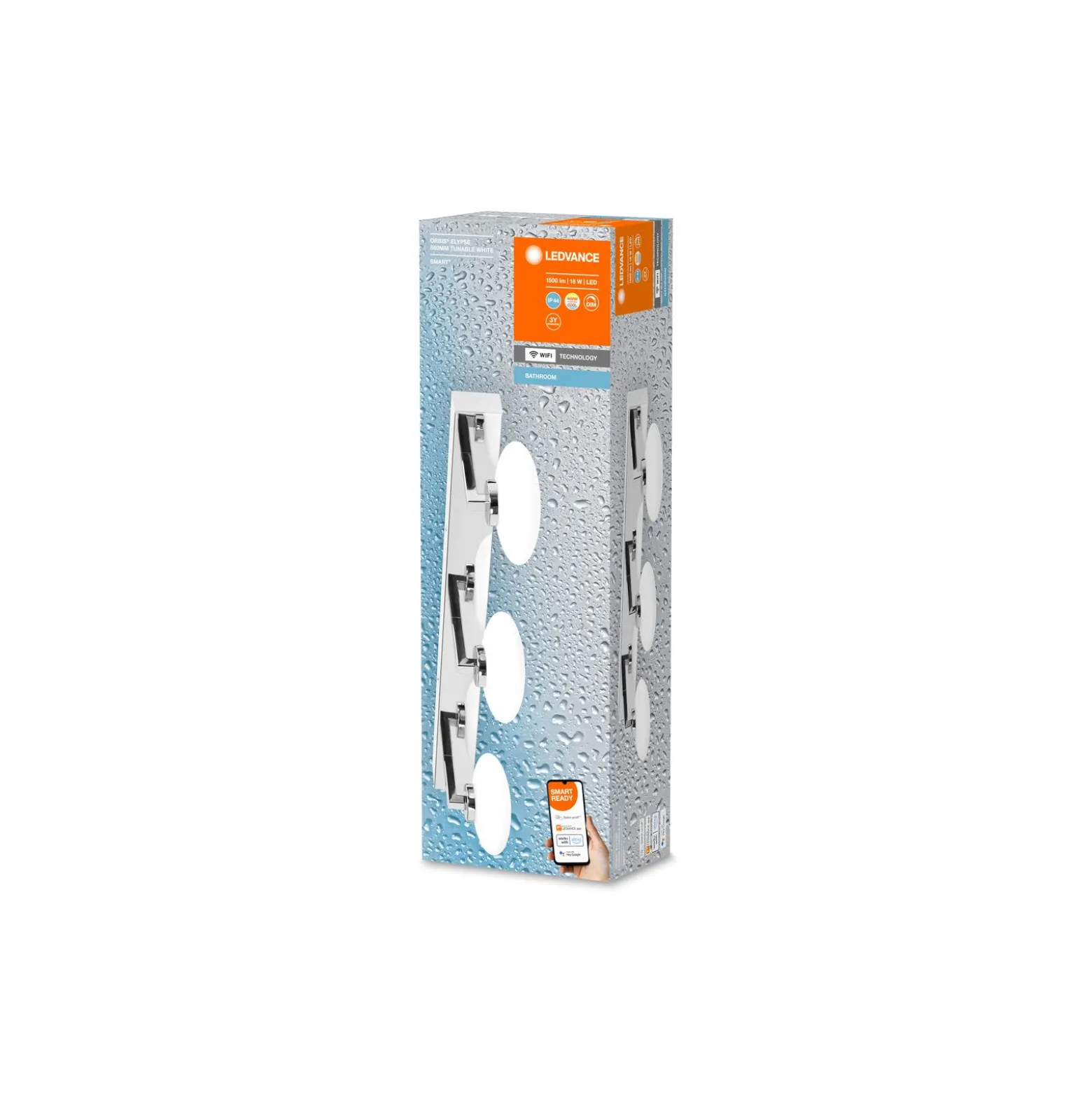 Ledvance Smart+ Wifi LED Vägglampa Badrumsbelysning Silver 18W 1200lm - 830-865 Justerbar Vit | IP44