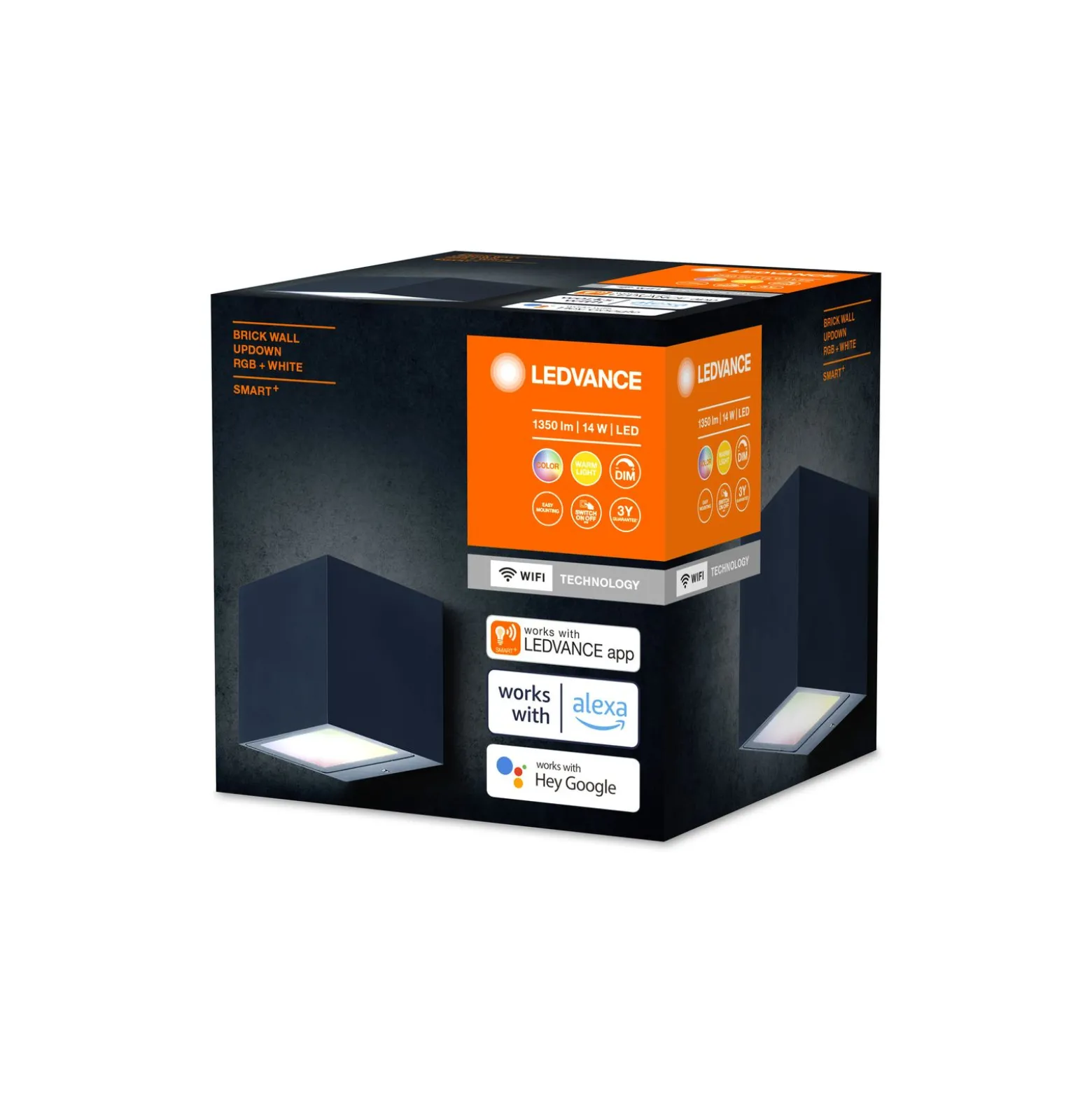 Ledvance Smart+ WiFi Vägglampa Brick Mörk Grå Utomhus 14W 550lm - 830 | RGBW
