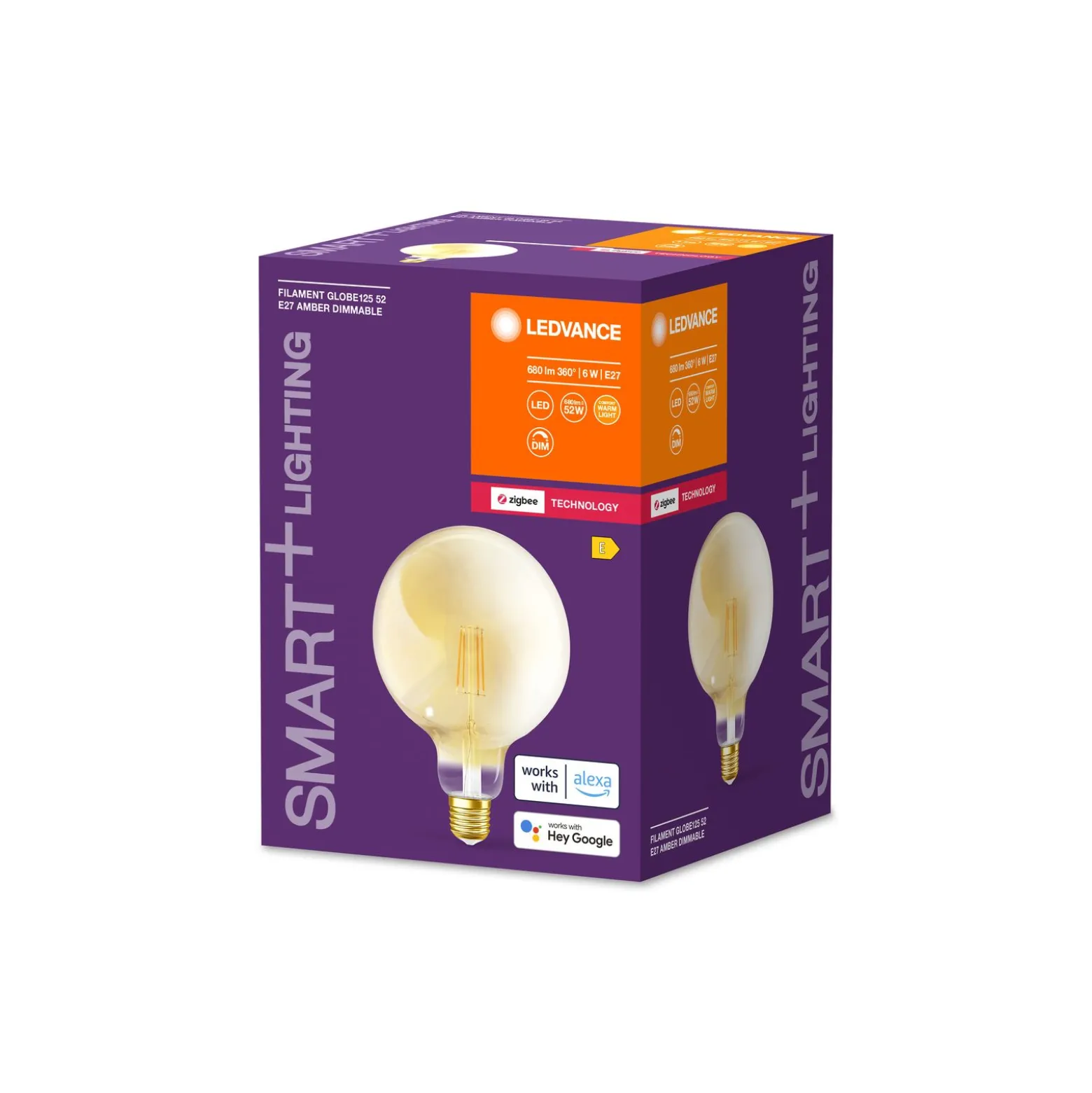 Ledvance Smart+ Zigbee E27 G125 6W 680lm - 824 Extra Varm Vit | Dimbar - Ersättare 60W