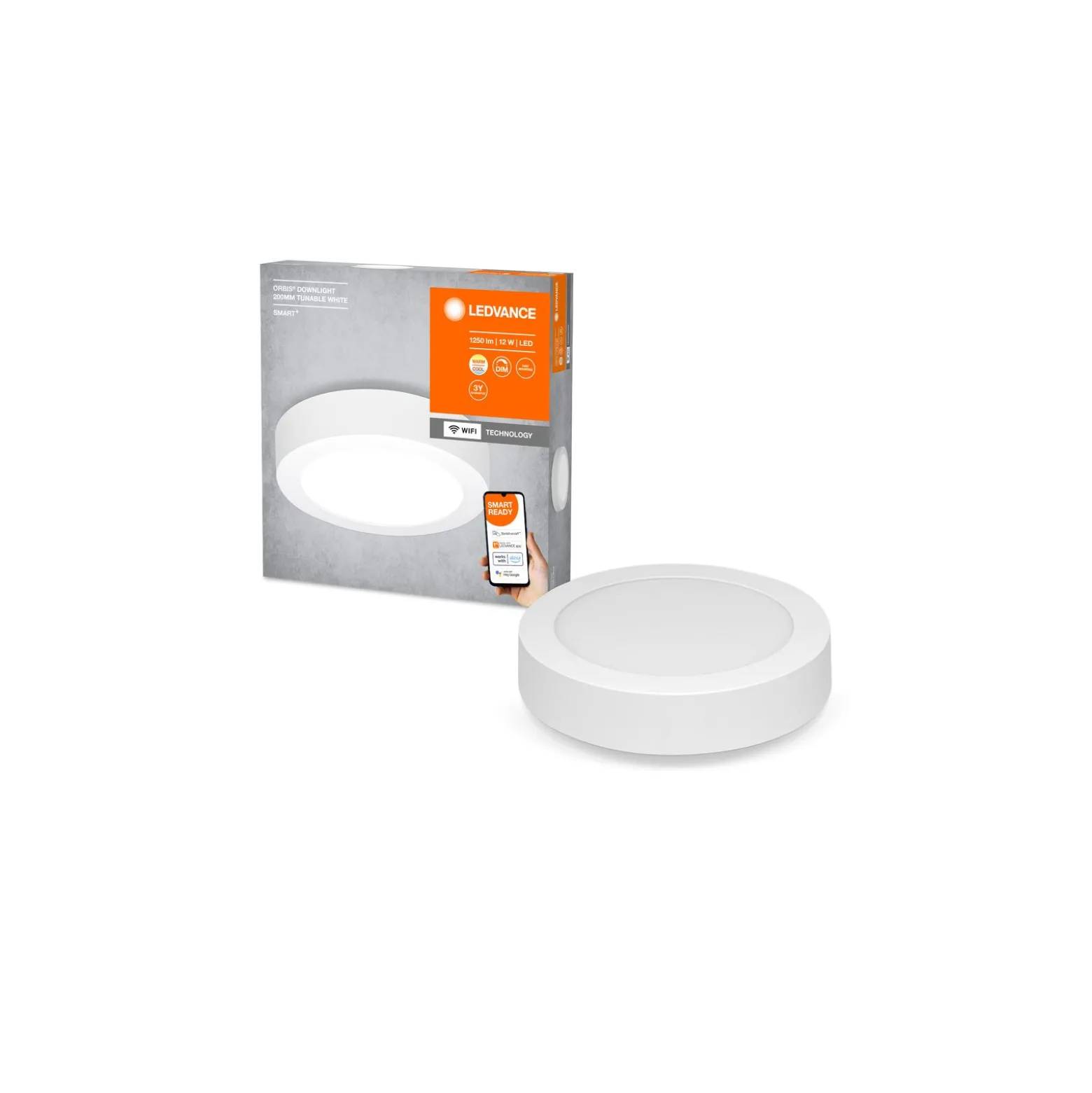 Ledvance Smart+ Zigbee LED Downlight 12W 900lm 180D - 830-865 Justerbar Vit | 200mm - Zigbee Dimbar
