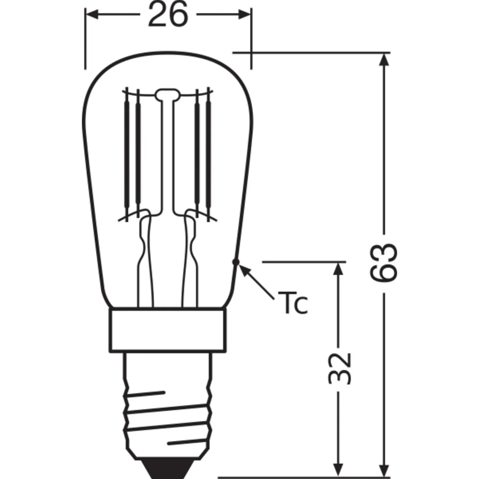 Ledvance Special LED E14 Rör one-handed Filament Klar 2.8W 250lm - 827 Extra Varm Vit | Ersättare 25W