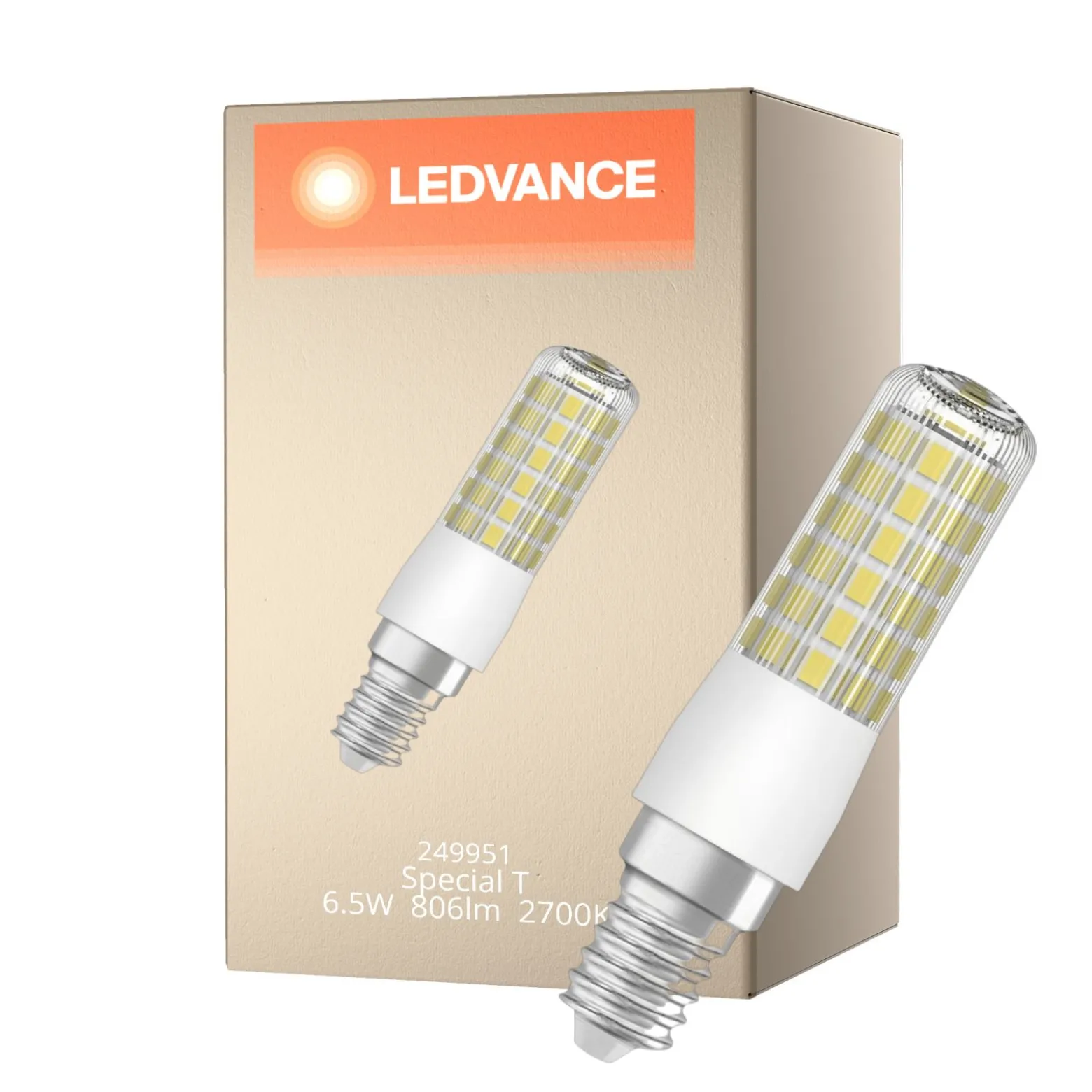 Ledvance Special T Slim LED E14 Rör one-handed Klar 6.5W 806lm - 827 Extra Varm Vit | Dimbar - Ersättare 60W
