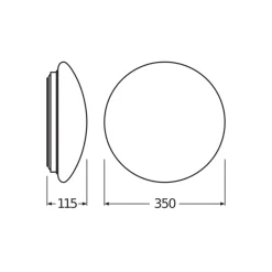 Ledvance Surface Cirkulär 350 18W 830 1440lm Vit IP44 | Varm Vit