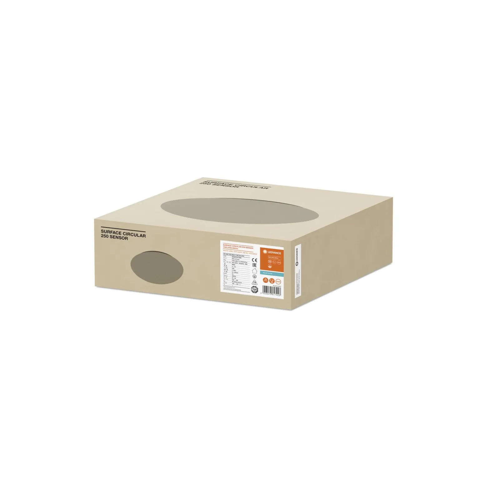 Ledvance Surface Cirkulär 250 13W 840 960lm Vit IP44 | Sensor - Kallvit