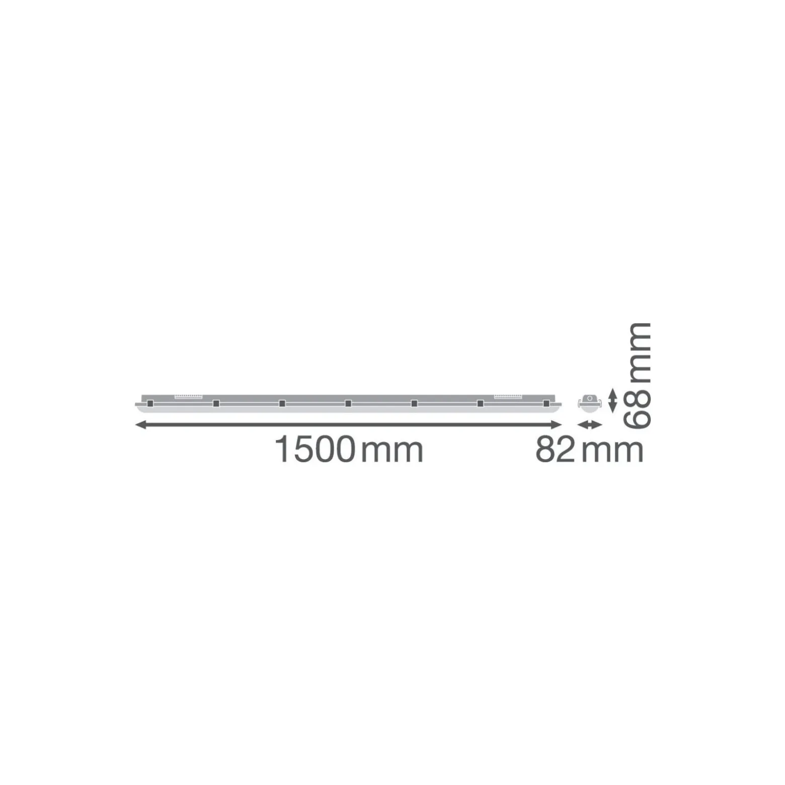 Ledvance Vattentät Allmänbruksarmatur Fukttät High Efficiency PC Grå 49W 7800lm - 840 Kallvit | 150cm - Dali Dimbar- Ersättare 2x58W