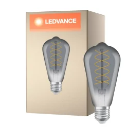 Ledvance Vintage 1906 LED E27 Edison Smoke 7.8W 360lm - 818 Extra Varm Vit | Dimbar - Ersättare 30W